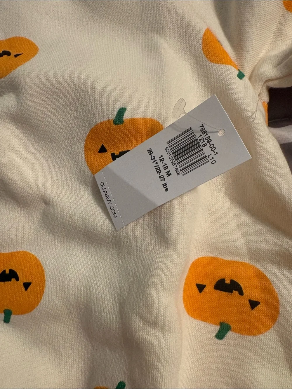 Old Navy Cream and Orange Pumpkin Print Baby One-Piece